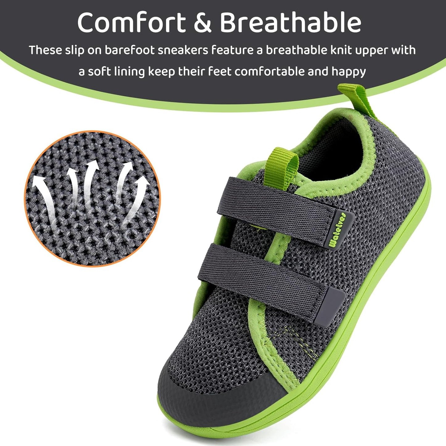 WateLves Toddler Little Kids Wide Barefoot Shoes The First Walking Shoes Girls Boys Breathable Zero Drop Minimalist Sneakers with Wide Toe Box Natural to Grow