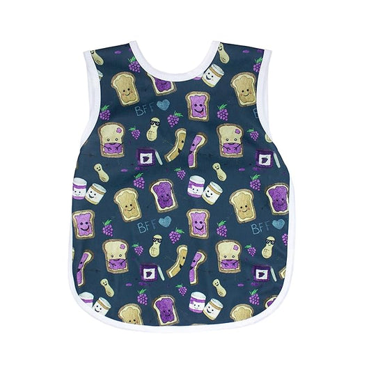 BapronBaby PBJ Pals Bapron - No Neck Tie Safer Bib for Baby & Toddler - Soft Waterproof Stain Resistant - Machine Washable - Sz Preschool 3-5yrs