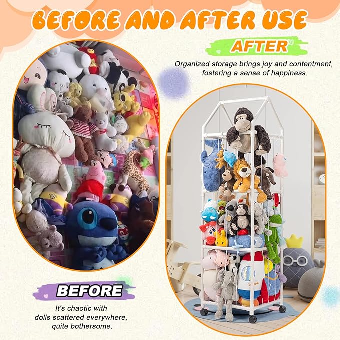 Stuffed Animal Zoo Storage, Extra Large Stuffed Animal Holder with Dust Cloth and Universal Wheels, Toy Storage Organizer, Plush Storage Organizer Shelf for Birthday Gift, Nursery Play Room