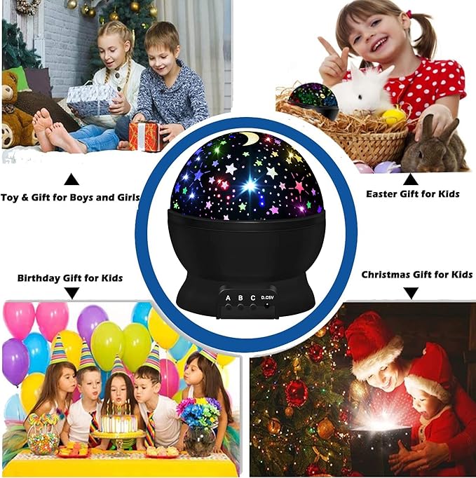 Night Light for Kids,Boys Toys for 3 4 5 6 7 8 Year Old Boys,Star Projector 360 Degree Rotation - 4 LED Bulbs 16 Light Color Changing with USB Cable,Lamp Ceiling Lights for Kids Bedroom