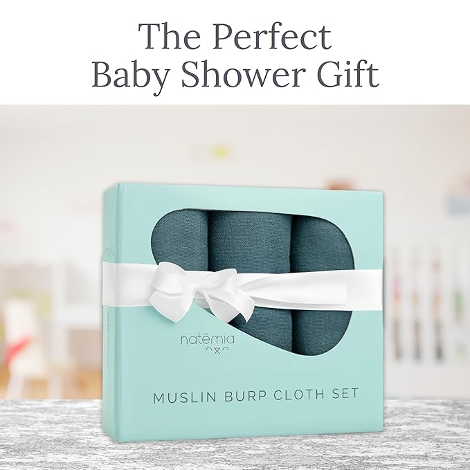 Natemia Muslin Burp Cloths for Baby Boys and Girls - Super Absorbent Baby Burp Cloths, Viscose Derived from Bamboo Cotton Baby Washcloths, 3-Pack Neutral Burp Cloths for Newborn, 21" x 11"
