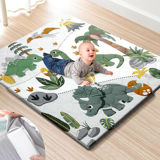 Premium Foam Baby Play Mat 47x47 – Removable & Machine Washable Cover, Extra Thick Padding Playpen Mat, Non-Slip Crawling Mat, Easy to Clean for Infants, Toddlers & Babies