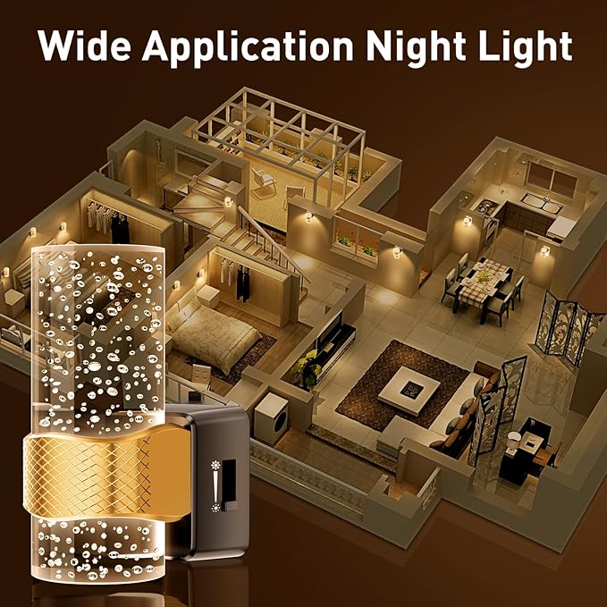 Night Lights Plug into Wall: Led Dimmable Night Lights with Auto Dusk to Dawn Sensor - 2 Pack 3000K Arylic Nightlight with Adjustable Brightness for Bedroom Bathroom Hallway Indoor Home Decor