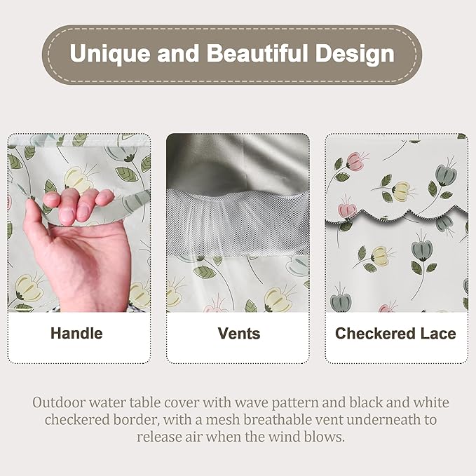 Kids Water Table Cover Fit Little Tikes Fish 'n Splash Water Table, Waterproof Dust Proof Outdoor Toys -Cover only,34"Dx20"H (Flowers)