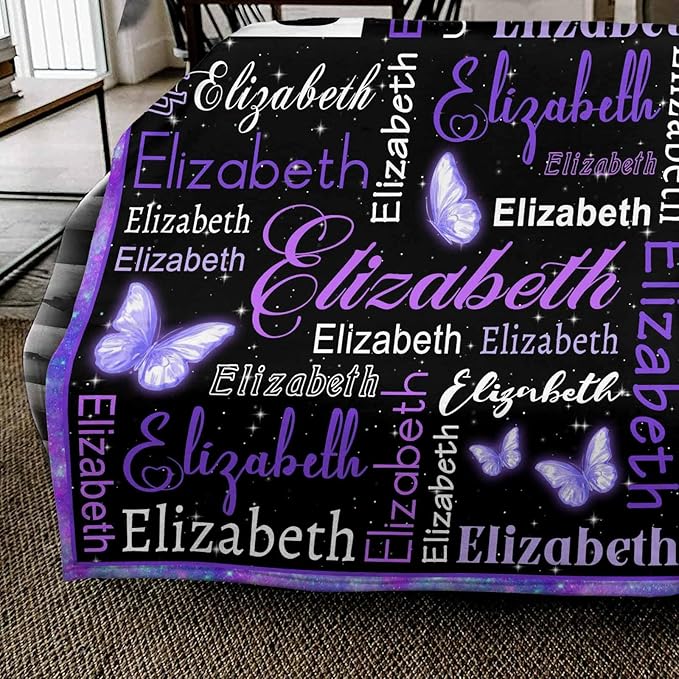 Personalized Gifts for Kids with Customized Name Butterfly Personalized Baby Blankets for Birthday Gifts Unique Custom Baby Blanket Baby Girl Gift Customized Gifts with Name for Daughter Niece Her