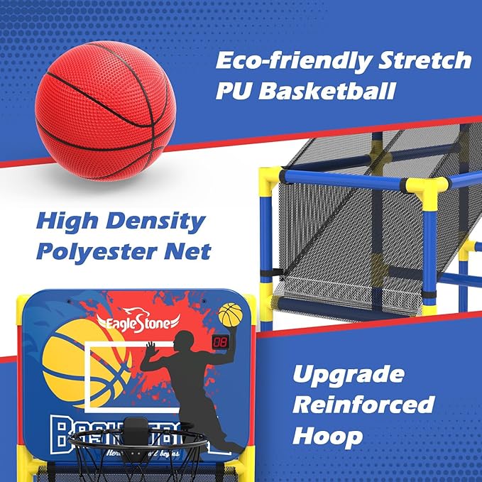 Kids Basketball Hoop Arcade Game W/Electronic Scoreboard Cheer Sound, Basketball Hoop Indoor Outdoor W/4 Balls, Basketball Game Toys Gifts for Kids 3-6 5-7 8-12 Toddlers Boys Girls