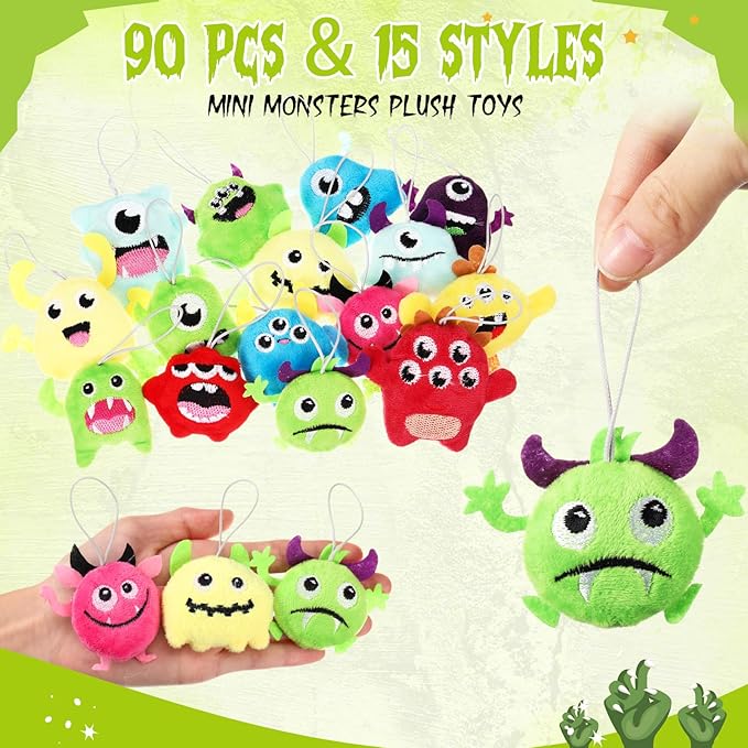 Libima 90 Pcs Halloween Mini Plush Keychain Small Stuffed Devil Bulk Mini Stuffed Animals Keychains Set for Carnival Birthday Classroom Prizes Decoration for Clothes