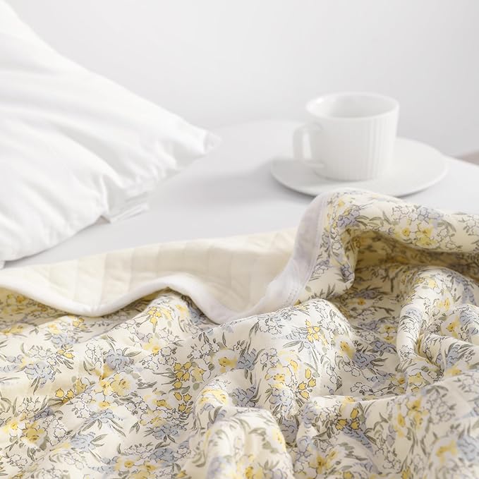 NTBAY Jersey Cotton Quilted Toddler Blanket, Breathable and Warm for Boys and Girls Baby Blanket, 30x40 Inches, Purple Floral