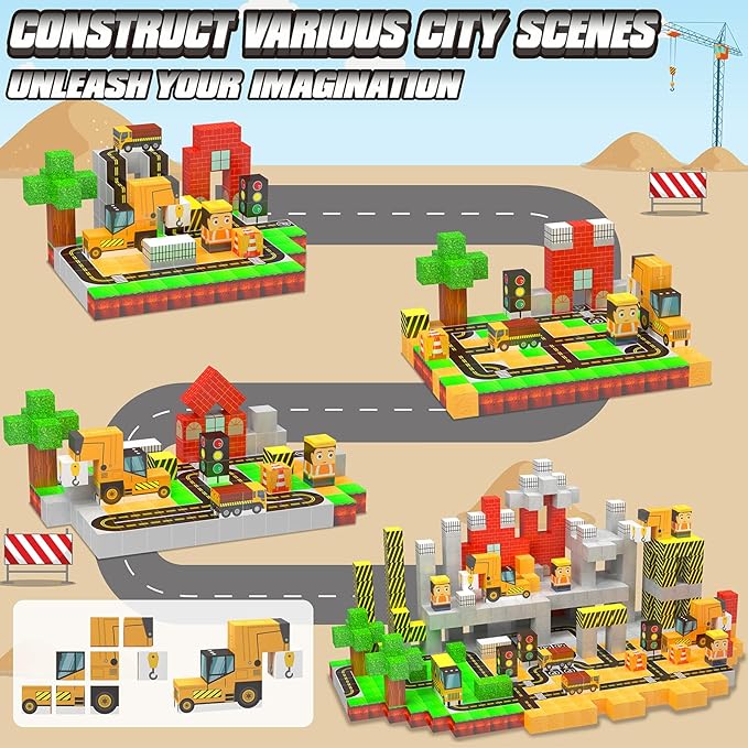 138PCS Magnetic Blocks - Magnetic Building Blocks Magnet Block Cubes Construction Set, STEM Sensory Stacking Toys for Kids Boys Girls Ages 3 4 5 6 7 8-12 Holiday Christmas Birthday Gifts