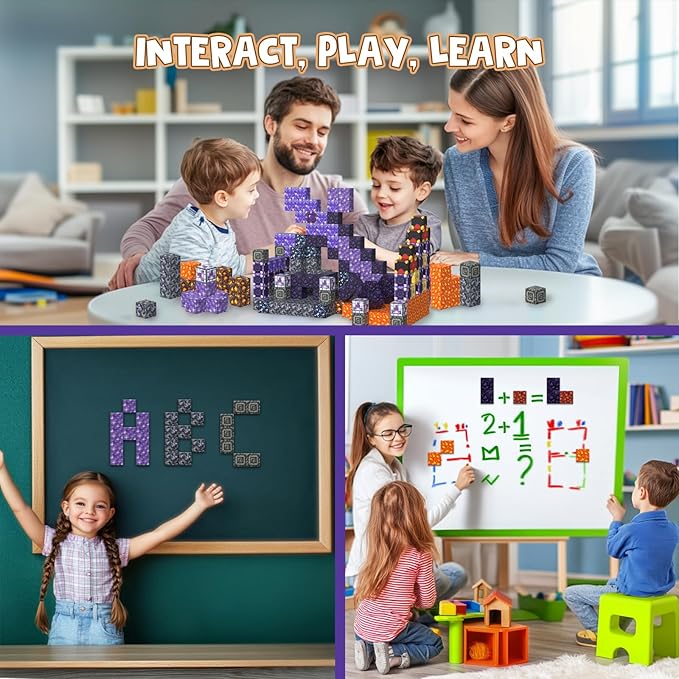 Magnetic Blocks Building Toys - 108PCS Magnet Building Blocks Set Construction Cubes STEM Sensory Stacking Kids Toys for Age 3-5, 4-8, 8-12