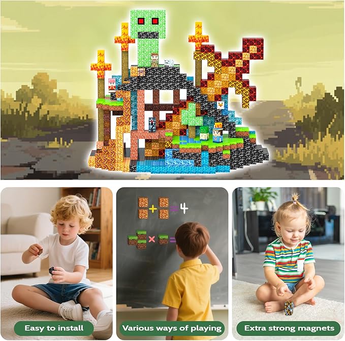 Magnetic Blocks Toys for Kids, 100 PCS Building Blocks Cubes, Stacking Magnetic Tiles Toys for Kids Toddlers Boys Girls Ages 3 4 5 6 7 8-12 Birthday Gifts Party Supplies (Underworld)