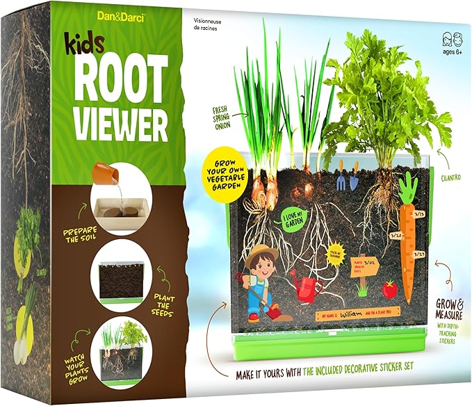 Dan&Darci Root Viewer Kit for Kids - Grow Your Own Plant for Boys & Girls Gifts - Science STEM Toy & Craft Growing Kits for Ages 4-8 Birthday Gifts for Boy, Girl 4, 5, 6, 7, 8, Year Old - Gardening