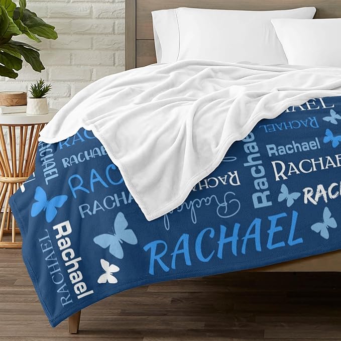 Personalized Throw Blanket with Name Custom Blankets Customized Baby Blanket for Girls Kids Adult Birthday Gift