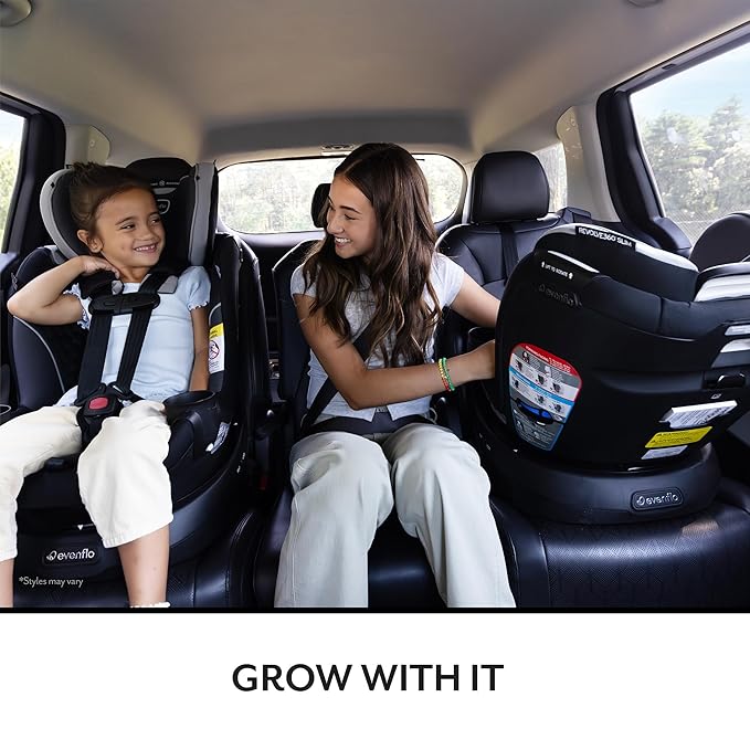 Evenflo Gold Revolve360 Slim 2-in-1 Rotational Car Seat with SensorSafe (Obsidian Black)