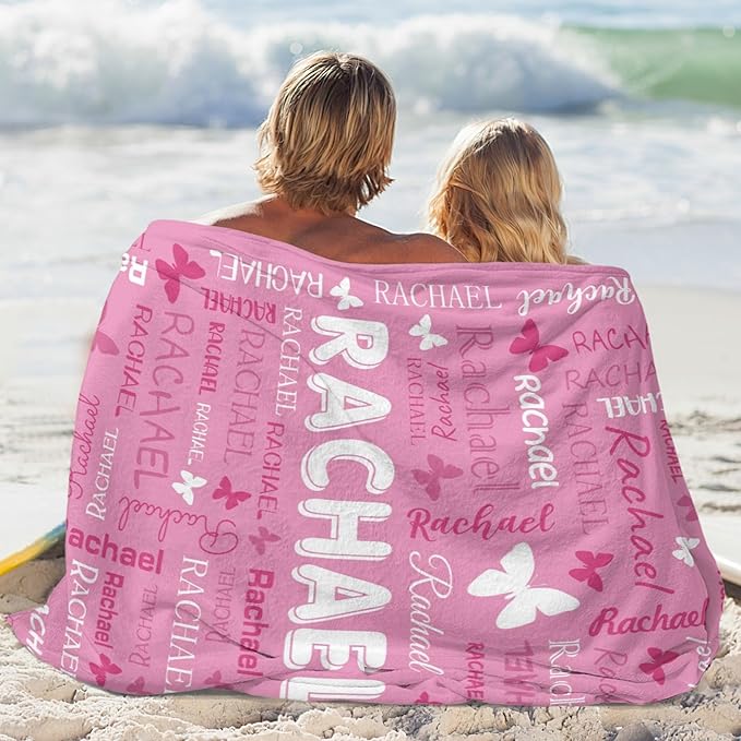 Personalized Throw Blanket with Name Custom Blankets Customized Baby Blanket for Girls Kids Adult Birthday Gift