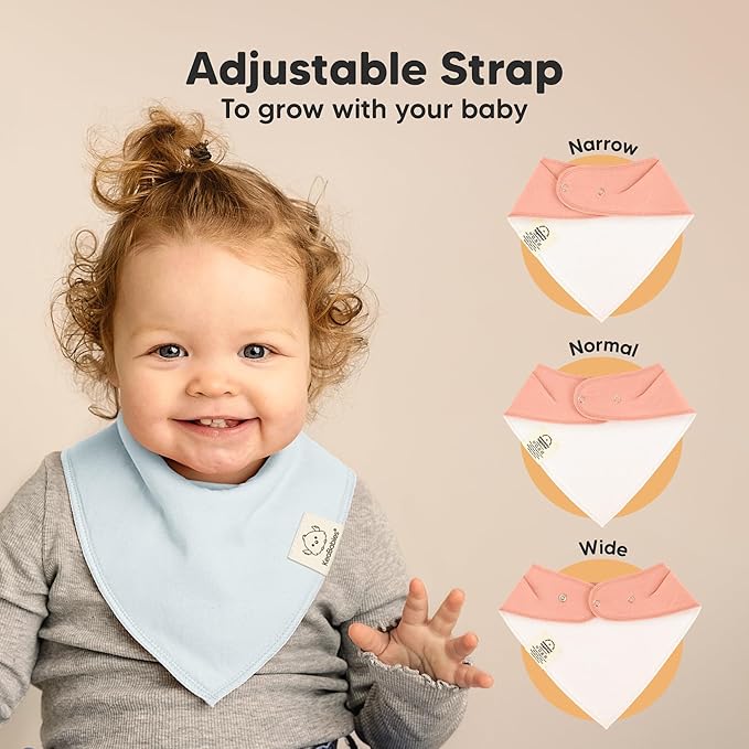 8-Pack Organic Baby Bandana Bibs for Girls - Super Absorbent Triangle Baby Bibs for Drooling and Teething Infant, 100% Cotton Extra Soft for Newborn, Infant 0-36 Months (Dew)