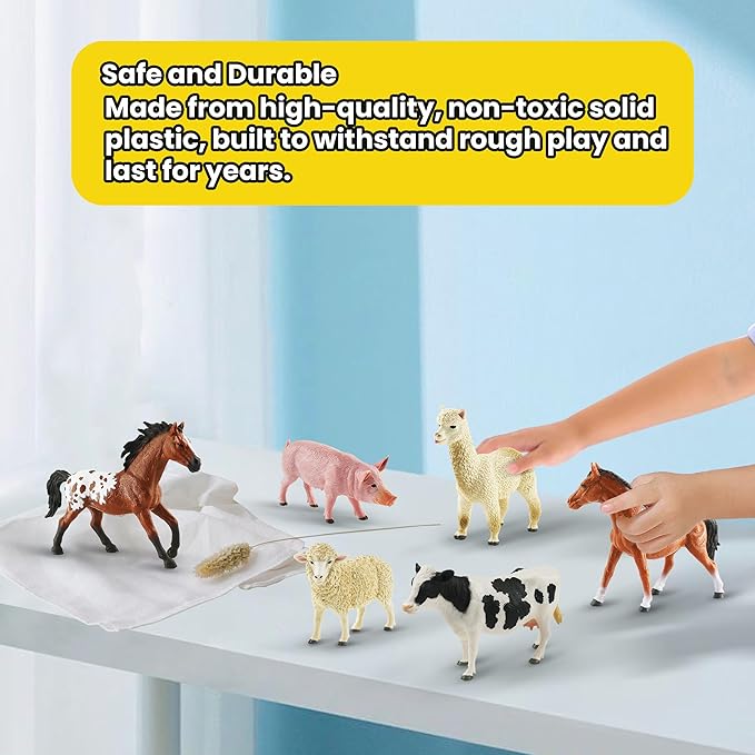 6PCS Farm Animal Toys for Kids 3-5 Realistic Plastic Farm Animal Figurines Educational Learning Toy for Toddlers Boys Girls Kids Farm Toys