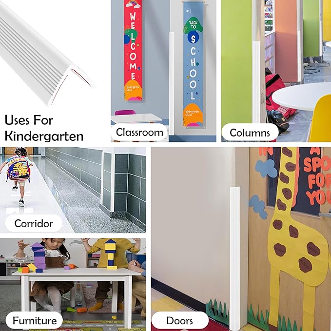 Rubber Bond Wall Corner Guard Edge Protector, Baby Proofing Corner Guards | Self-Adhesive Furniture Edge Strips for Home & Office (White, 5 Pack)