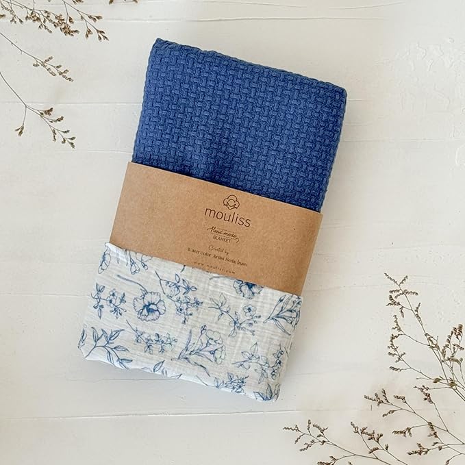 Personalized Baby Blanket with Name – Handmade 100% Organic Cotton Newborn Gift | Custom Knit Blanket for Boys, Girls, Kids & Baby Showers