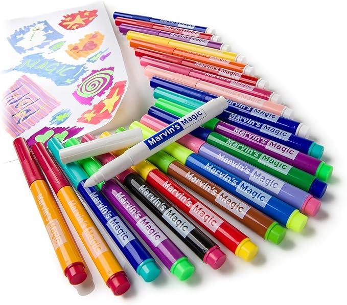 Marvin's Magic - Original x 25 Amazing Marker Pens - Color Changing Magic Pen Art - Create 3D Lettering or Write Secret Messages - Includes 25 Colour Changing Pens