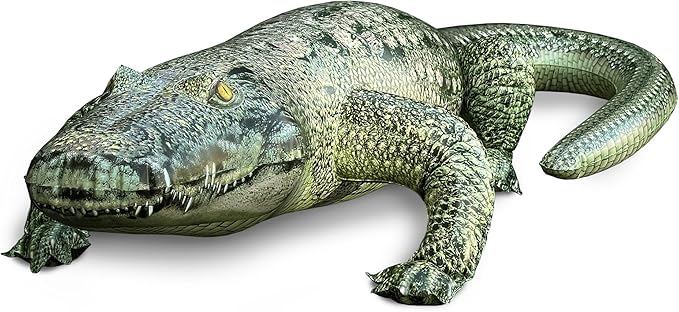 Jet Creations Alligator Inflatable 49"L (76" Head to Tail), Green with Armor Imprint, Realistic Wild Animal Toy – Sports Mascot, Pool & Garden Decor, Fall & Halloween, Photo Prop, Bird Deterrent, 1 PC
