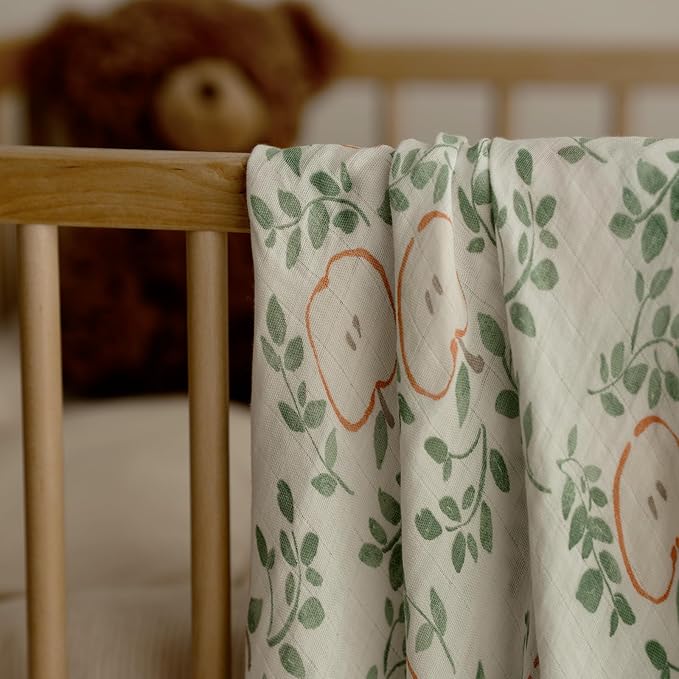 GLLQUEN BABY Receiving Blanket Boy Cotton Muslin Swaddle Blankets Girl Newborn Squares Breathable & Soft Thin Baby Blankets Cloths Double Absorbent Infant Swaddling Wrap - 6 Pack (Apple)