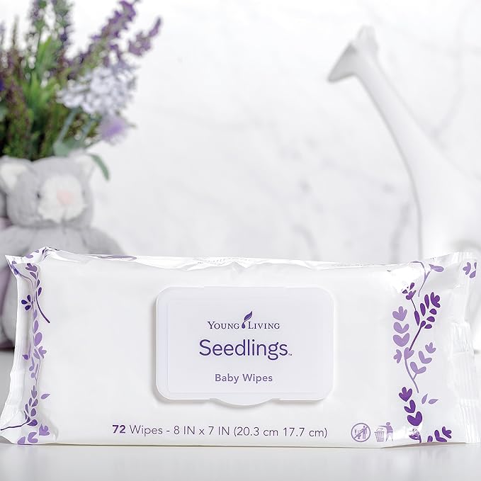 Young Living Seedlings Baby Wipes, 72ct | Gentle Care for Little Ones | Skin Moisturizer | Hydrating & Smooth | Sensitive Skin | Thick Wipes | Alcohol-Free | Ideal for Hands & Faces | Water-Infused