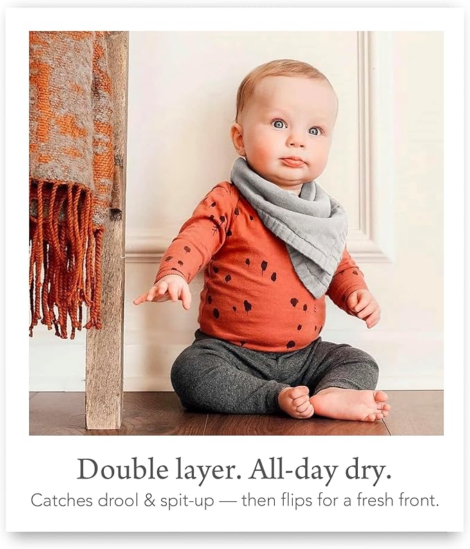 Kishu Baby Indi Organic Baby Bandana Bibs – Fairtrade 4-Way Reversible Drool Bibs for Boys & Girls – Unisex (Set of 5)