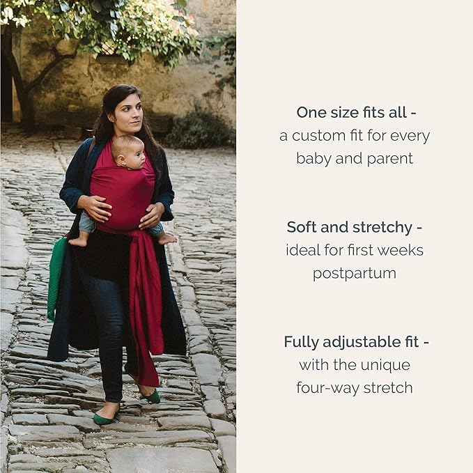 Boba Baby Wrap Carrier - Original Baby Carrier Wrap Sling for Newborns - Baby Wearing Essentials - Newborn Wrap Swaddle Holder, Newborn to Toddler Infant Sling (Sangria)