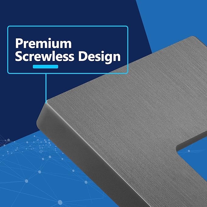 LIDER Brushed Finish Decorator Switch Cover, Screwless Wall Plate, Mid-Size 1-Gang 4.88" x 3.11", Unbreakable Polycarbonate Thermoplastic, UL Listed, LSWP-31M-BSG, Brushed Space Gray