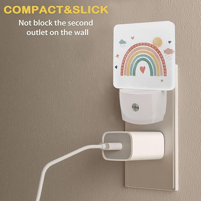 Boho Rainbow Night Light,Plug in Night Light, Dusk to Dawn Sensor Nightlights for Stairway/Hallway/Kitchen/Bedroom/Bathroom 0.5W
