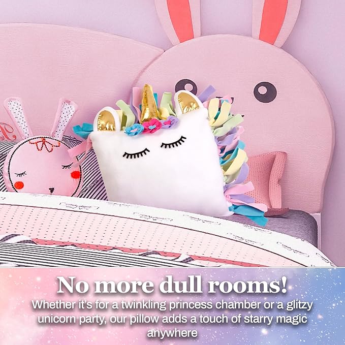 Pinwheel Crafts Unicorn Pillow Kit - DIY Arts and Crafts for Kids Ages 6 7 8-12+ Years, No Sewing Kit for Kids, Unicorn White Pillow Craft Kits for Birthday, Christmas Gifts for Girls