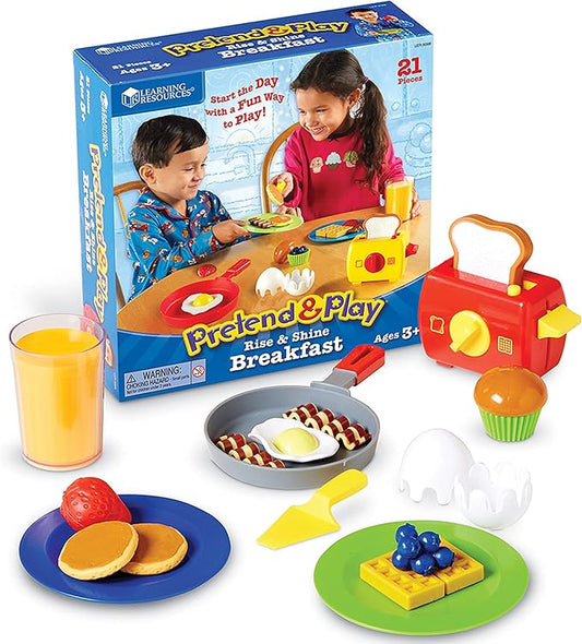 Learning Resources Pretend & Play Rise & Shine Breakfast - 21 Pieces, Ages 3+ Pretend Play Food for Toddlers, Preschool Learning Toys, Kitchen Play Toys for Kids