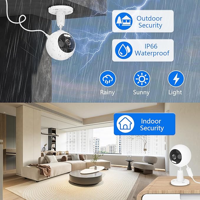 5G/2.4G Indoor/Outdoor Security Camera for Baby Monitor, 3MP Pet Camera for Dog/Cat/Nanny/Baby/Elder, IP66 Waterproof, 3 Night Vision, 24/7 SD Recording, SD/Cloud -2Pack