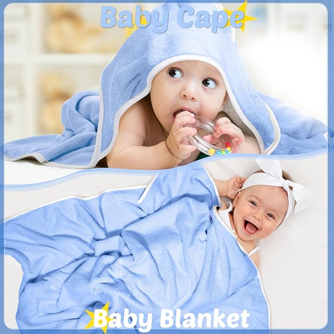 Chumia 6 Pack Baby Bath Towel Coral Fleece Soft Absorbent Newborn Hooded Towel for Kid 30 x 30 Inch Toddler Bath Blanket for Babies Infant Shower Gift(Blue)