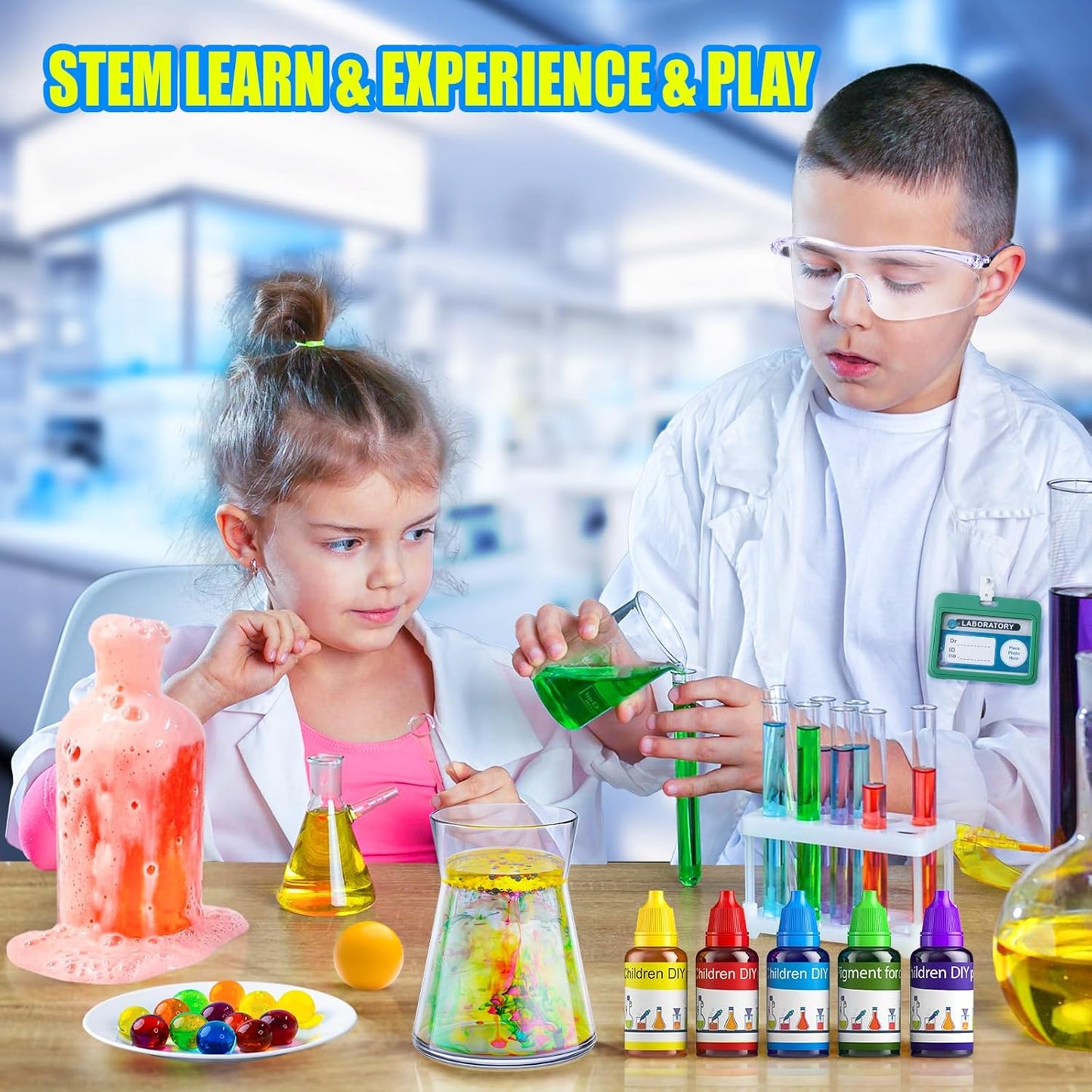 90 Lab Experiments Science Kit for Kids, STEM Activities Educational Scientist Toys Gifts for Age 6-12 Year Old Boys Girls, Chemistry and Physics Set Toys, Volcano Eruption