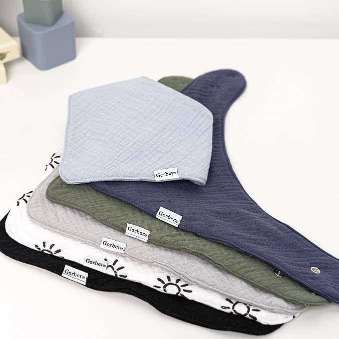 Gerber unisex-baby Muslin Bandana Bibs