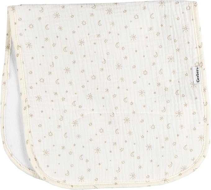 Gerber Baby Unisex Muslin Burp Cloths 5-Pack, Multi Stars, Large Size 20" x 10"