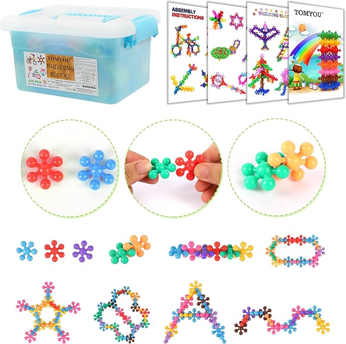 TOMYOU 400 Pieces Building Blocks Kids STEM Toys Educational Building Toys Discs Sets Interlocking Solid Plastic for Preschool Kids Boys and Girls Aged 3+, Safe Material Creativity