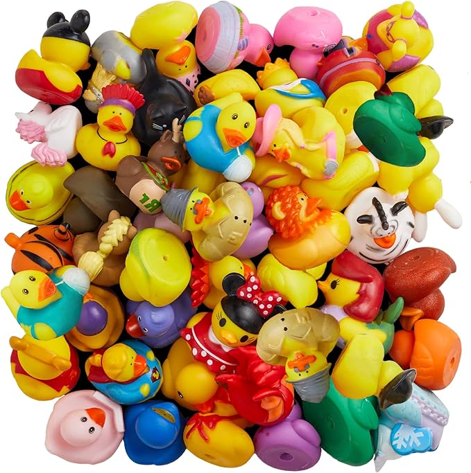 200 Pack Rubber Duck for Jeeps Ducking - 2" Bulk Floater Duck for Kids - Baby Bath Toy Assortment - Party Favors, Birthdays, Bath Time, and More (100 Varieties)