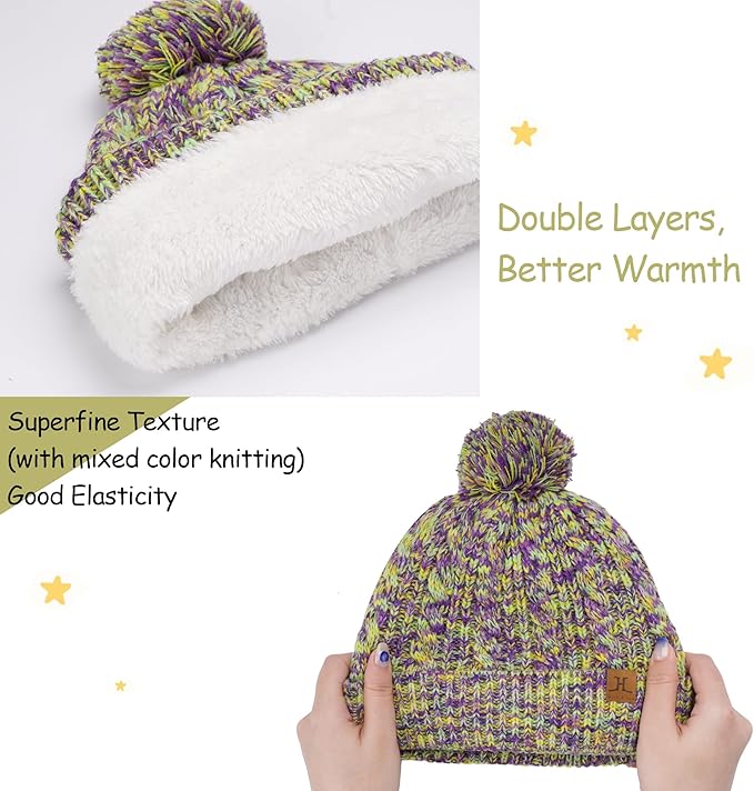 Kids Toddlers Winter Beanie Hats Gloves Neck Scarf Set Mittens Gifts for 0 6 12 Months 1 2 3 4-8 Year Old Baby Girls Boys