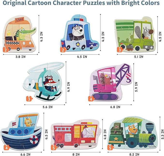 TOI Leveled Puzzles for Kids Aged 2 and Up, Toddler Puzzle Preschool Learning Jigsaw Puzzles, Large Pieces Educational Game for Boys Girls, Cognitive Story Step 1