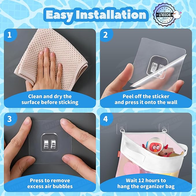 UNEEDE Bath Toy Organizer,4.15 Gallons Bathtub Toy Storage Organizer,Quick Access Bath Toy Holder For Bathtub,Baby Organizer And Storage,Quick Dry Baby Bath Toy Storage For Tub,Mesh Shower Caddy(Pink)