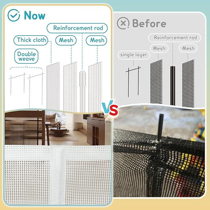 71'' Retractable Baby Gates Extra Wide for Stairs, 42" Tall White Mesh Dog Child Pet Safety Indoor Outdoor Retractable Gate for Doorways, House, Hallway, Deck with Reinforcement Strips