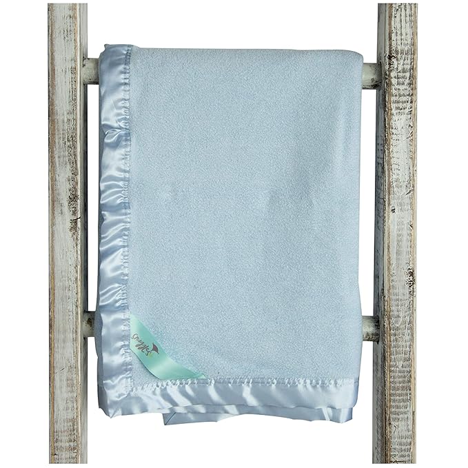 Bamboo Rayon Soft Light Blue Toddler Security Blanket - Thermal Sky Blue Baby Blanket with Satin Edging - Perfect for Naps, Car Carrier, Stroller & Travel - 34 x 47 inches - Newborn Baby Blankie