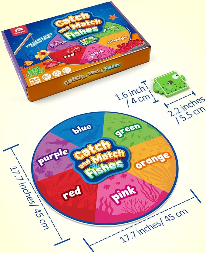 Coogam Montessori Toy for Toddlers, Fine Motor Skill Wooden Magnetic Fishing Game for Year Old Kids, Color and Shape Sorter for Age 3 4 5 Girls Boys Preschool Educational Gift
