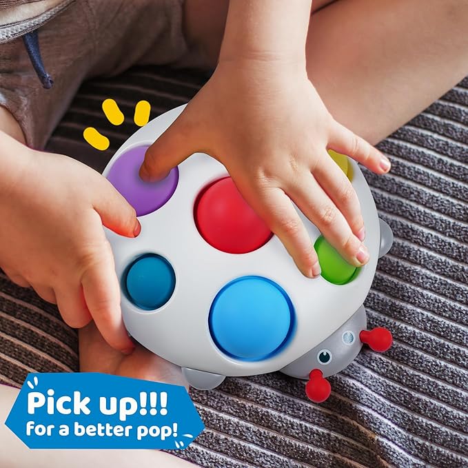 LiKee Fidget Popper Sensory Baby Toys for 10+ Months, Push and Popping Busy Board, Montessori Toys for 1+ Years Old, Airplane Car Travel Toy for Toddlers 1-3 Stress Relief