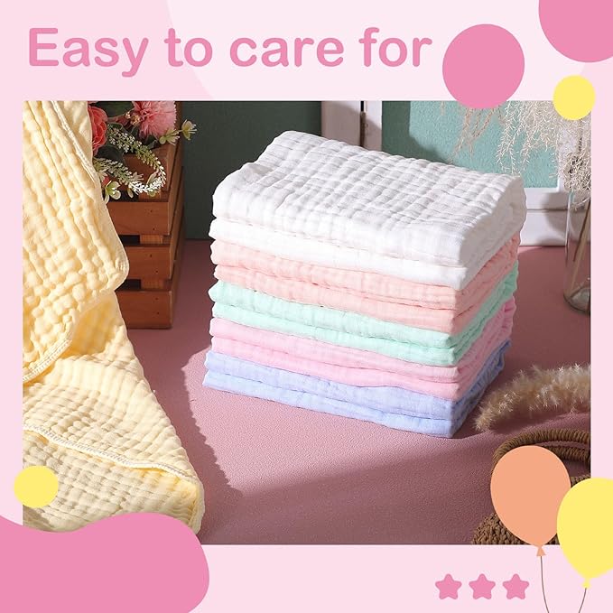 Peryiter 6 Pcs Muslin Hooded Baby Towels, 32"x 32" Cotton Newborn Bath Towel Muslin Infant Baby Blankets Absorbent Unisex Newborn Registry Gift Essentials for Girls Boys (Light Color Series)