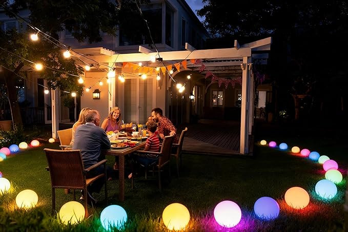 LOFTEK 8-inch LED Night Light Ball: 16 RGB Colors and Dimmable Globe Light with Remote, Upgraded Folding Handle, Seamless Matte Housing, Rechargeable IP65 Floating Pool Light, for Nursery or Decor