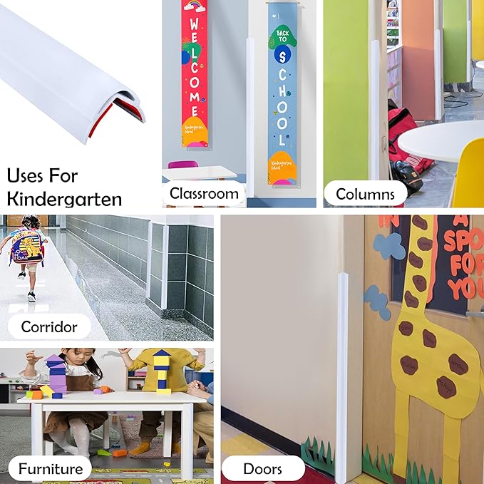 Rubber Bond Wall Corner Guard Edge Protector, 48 inch Heavy Duty Baby Proofing Corner Guards | Self-Adhesive Furniture Edge Strips for Home & Office (5, White)